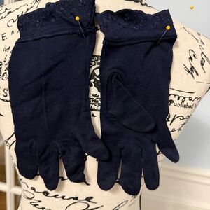Gloves, ladies vintage, navy blue